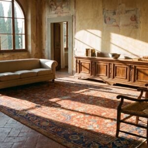 Antique Red Persian Tribal Allover Design Heriz Hand Knotted Wool Pile Rug (SKU 24510) - room view