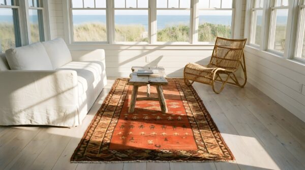 Red primitive tribal design hand knotted 19th century nw persian antique wool hallway runner 6 Red primitive tribal design hand knotted 19th century nw persian antique wool hallway runner (sku 21710) - room view
