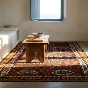 Antique Red Quchan - Kordi Persian Geometric Knotted Rug (SKU 23834) - room view