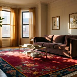 Hand Knotted Red Rectangle Wool 1920s Antique Chinese Deco Rug (SKU 24976) - room view