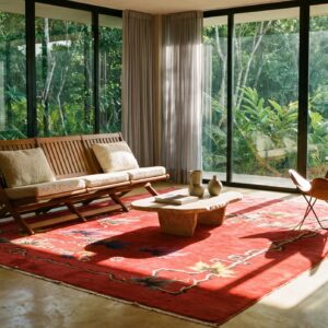 Wool Pile Red Antique Hand Knotted Room Size Antique Deco Chinese Rug (SKU 24320) - room view