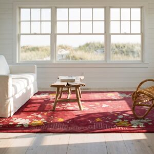 Red Room Size Antique Wool Pile Floral Chinese Deco Carpet (SKU 25103) - room view