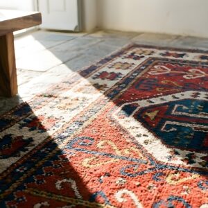 Antique Red Square Caucasian Sewan Kazak Rug - Mid 19th Century Tribal (SKU 22869) - in-room detail