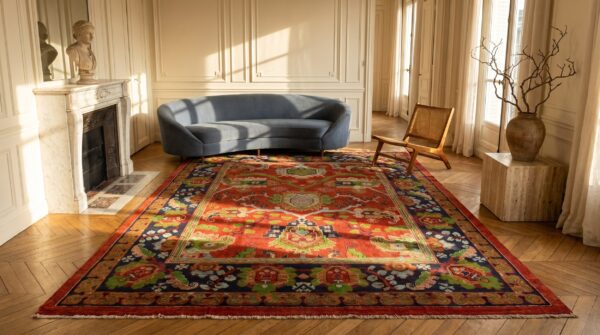 Red square antique irish donegal gavin morton arts and crafts rug 8 Red square antique irish donegal gavin morton arts and crafts rug (sku 18754) - room view