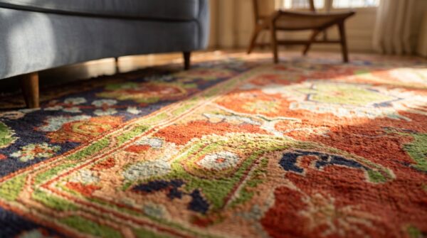 Red square antique irish donegal gavin morton arts and crafts rug 9 Red square antique irish donegal gavin morton arts and crafts rug (sku 18754) - in-room detail