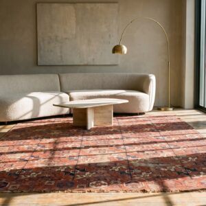 Antique Red Tekke Allover Geometric Hand Knotted Pile Bokara Rug (SKU 21170) - room view