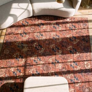 Antique Red Tekke Allover Geometric Hand Knotted Pile Bokara Rug (SKU 21170) - styled overhead view