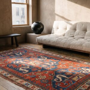 Red Antique Wool Pile Tribal Caucasian Kazak Rug (SKU 22194) - room view