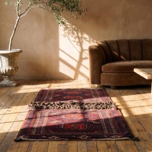 Antique Red Tribal Geometric Bold Central Asian Tekke Rug Saddle Bag (SKU 23000) - room view
