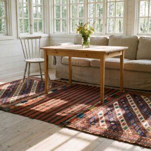 Red Tribal Geometric Antique Caucasian Soumak Saddle Rug (SKU 25256) - room view
