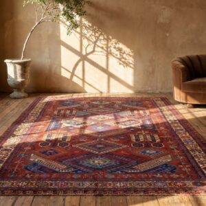 Red Tribal Geometric Late 19th Century Antique Caucasian Flatweave Dragon Soumak Rug (SKU 18029) - room view