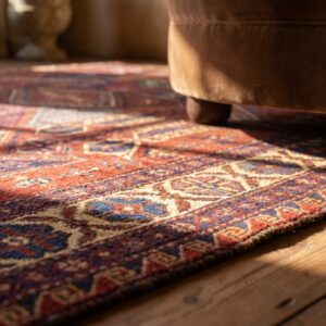 Red Tribal Geometric Late 19th Century Antique Caucasian Flatweave Dragon Soumak Rug (SKU 18029) - in-room detail
