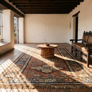 Red Tribal Geometric Antique Late 19th Century Caucasian Soumak Flatweave Rug (SKU 24077) - room view