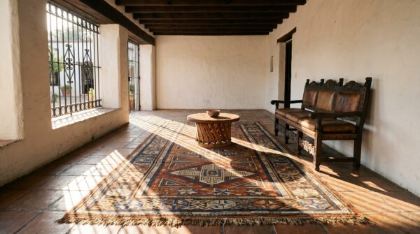 Red tribal geometric antique late 19th century caucasian soumak flatweave rug 8 Red tribal geometric antique late 19th century caucasian soumak flatweave rug (sku 24077) - room view