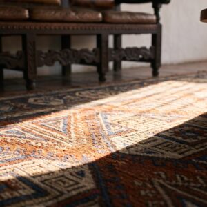Red Tribal Geometric Antique Late 19th Century Caucasian Soumak Flatweave Rug (SKU 24077) - in-room detail