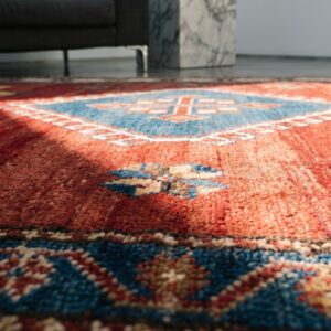Red Antique Tribal Nomadic Persian Geometric Animal Gabbeh Rug (SKU 19198) - in-room detail