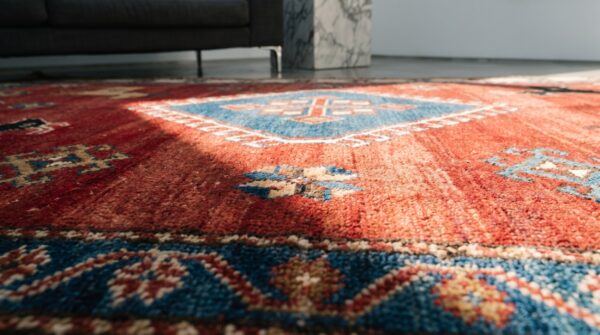 Red antique tribal nomadic persian geometric animal gabbeh rug 8 Red antique tribal nomadic persian geometric animal gabbeh rug (sku 19198) - in-room detail