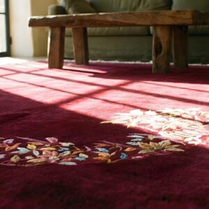 Antique Rich Red Color Minimalist Art Deco Chinese Rug (SKU 22192) - in-room detail