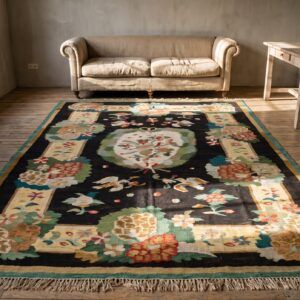 Antique Romanian Flat Woven Floral Bird Pattern Bessarabian Kilim Rug (SKU 22613) - room view