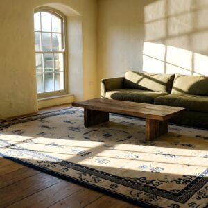 Antique Room Size 1890s Chinese Ivory Rectangle Knotted Wool - Peking Rug (SKU 23463) - room view