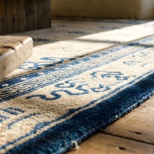 Antique Room Size 1890s Chinese Ivory Rectangle Knotted Wool - Peking Rug (SKU 23463) - in-room detail