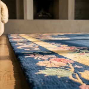 Room Size Knotted Wool 1920s Blue Antique Chinese - Art Deco Rug (SKU 22741) - in-room detail