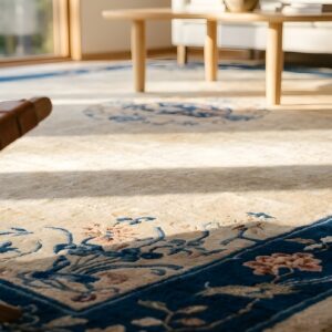 Knotted Wool Room Size 1920s Rectangle Chinese - Peking Antique Ivory Rug (SKU 25416) - in-room detail
