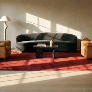 Room Size 1930s Knotted Antique Rectangle Chinese - Art Deco Red Wool Rug (SKU 21781) - room view