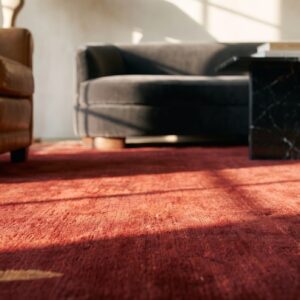 Room Size 1930s Knotted Antique Rectangle Chinese - Art Deco Red Wool Rug (SKU 21781) - in-room detail