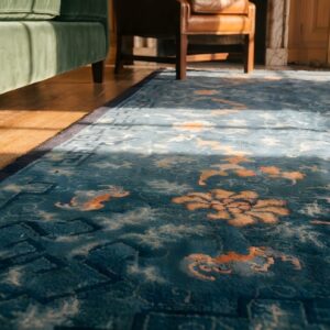 Room Size Blue Chinese Knotted 1890s Antique Wool Rectangle - Peking Rug (SKU 22966) - in-room detail