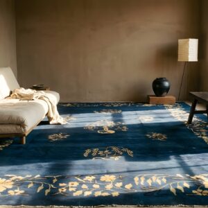 Room Size Antique Knotted Blue Chinese Wool Rectangle - Peking 1920s Rug (SKU 25429) - room view