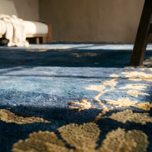 Room Size Antique Knotted Blue Chinese Wool Rectangle - Peking 1920s Rug (SKU 25429) - in-room detail
