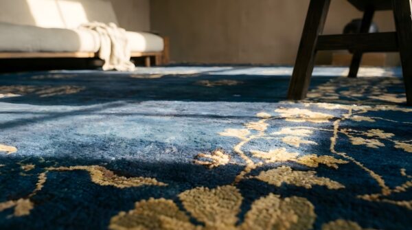 Room size antique knotted blue chinese wool rectangle - peking 1920s rug 8 Room size antique knotted blue chinese wool rectangle - peking 1920s rug (sku 25429) - in-room detail