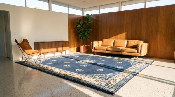 Antique room size knotted wool blue rectangle 1900s chinese - peking rug 6 Antique room size knotted wool blue rectangle 1900s chinese - peking rug (sku 23378) - room view