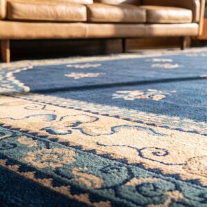 Antique Room Size Knotted Wool Blue Rectangle 1900s Chinese - Peking Rug (SKU 23378) - in-room detail