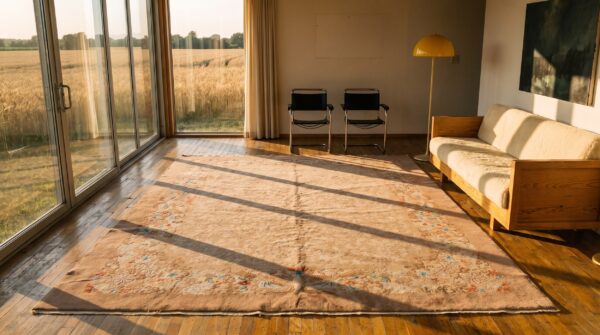 Wool knotted antique room size chinese - art deco 1920s rectangle rug 8 Wool knotted antique room size chinese - art deco 1920s rectangle rug (sku 22357) - room view