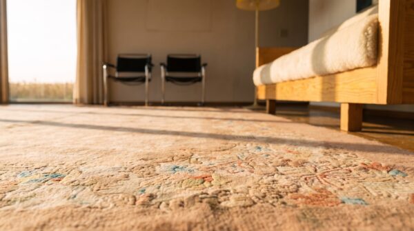 Wool knotted antique room size chinese - art deco 1920s rectangle rug 9 Wool knotted antique room size chinese - art deco 1920s rectangle rug (sku 22357) - in-room detail