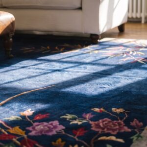 Room Size Chinese - Art Deco Antique 1920s Rectangle Knotted Wool Blue Rug (SKU 25474) - in-room detail