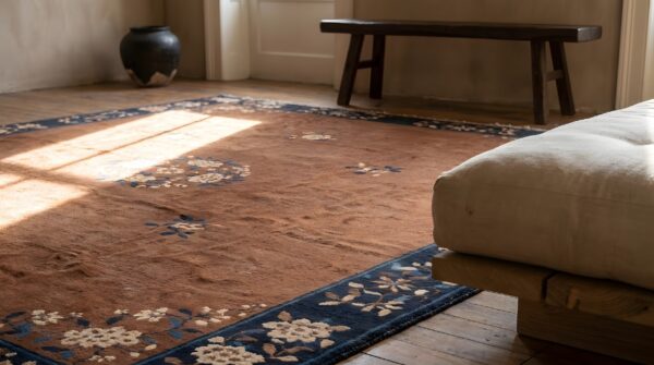 Antique room size chinese earth tone color peking rug 9 Antique room size chinese earth tone color peking rug (sku 23121) - in-room detail