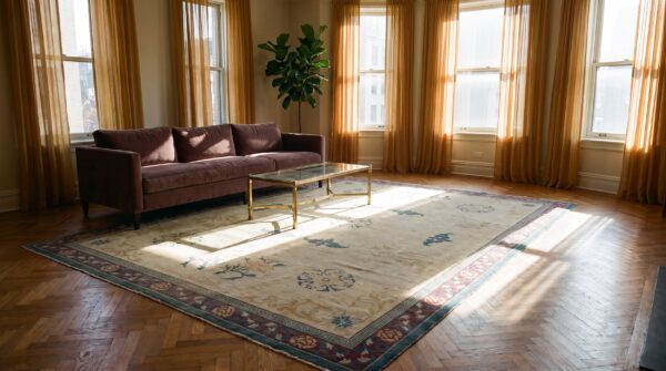 Antique room size chinese influenced indian amritsar rug 7 Antique room size chinese influenced indian amritsar rug (sku 25265) - room view