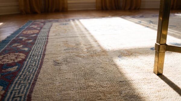 Antique room size chinese influenced indian amritsar rug 8 Antique room size chinese influenced indian amritsar rug (sku 25265) - in-room detail