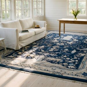 Room Size Chinese Antique Knotted - Peking Rectangle Blue 1920s Wool Rug (SKU 25402) - room view