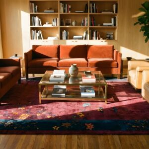 Room Size Chinese Red - Art Deco Rectangle Antique 1920s Wool Knotted Rug (SKU 25419) - room view