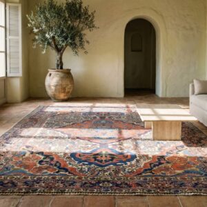 Room Size Antique Classic Persian Anchor Medallion Bidjar Rug (SKU 17715) - room view