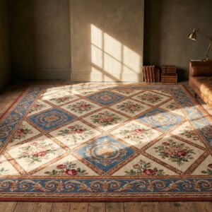 Room Size Colorful Jewel Tone European Floral Pattern Victorian English Needlepoint Rug (SKU 18510) - room view