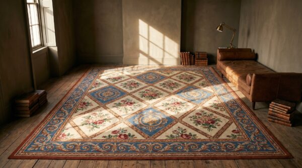 Room size colorful jewel tone european floral pattern victorian english needlepoint rug 13 Room size colorful jewel tone european floral pattern victorian english needlepoint rug (sku 18510) - room view