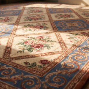 Room Size Colorful Jewel Tone European Floral Pattern Victorian English Needlepoint Rug (SKU 18510) - in-room detail