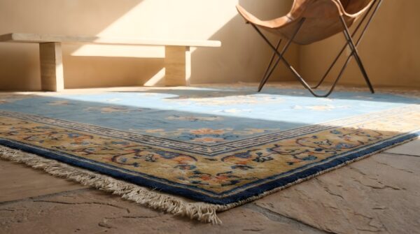 Room size early 20th century floral light blue antique chinese peking animal rug 10 Room size early 20th century floral light blue antique chinese peking animal rug (sku 22950) - in-room detail