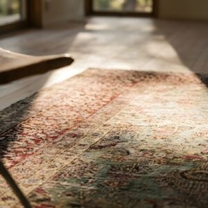 Antique Room Size Fine Floral Pattern Persian Gray Blue Kerman Rug (SKU 25698) - in-room detail