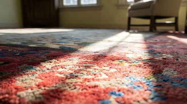 Room size gray background color antique wool pile chinese deco rug 8 Room size gray background color antique wool pile chinese deco rug (sku 25675) - in-room detail